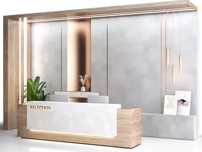Reception minimal design- counter lobby Low-poly 3D model