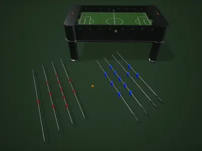 Classic Foosball Machine Low-poly 3D model