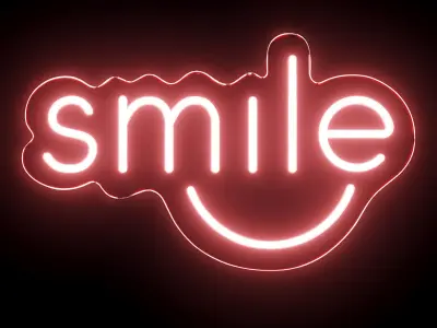 Smile Neon Sign 3D model