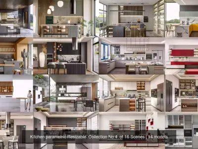 Kitchen parametric Resizable  Collection No 4  of 16 Scenes
