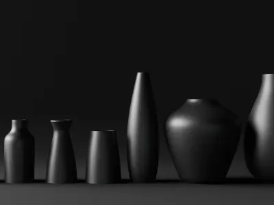 Modern Vase set Low-poly 3D model