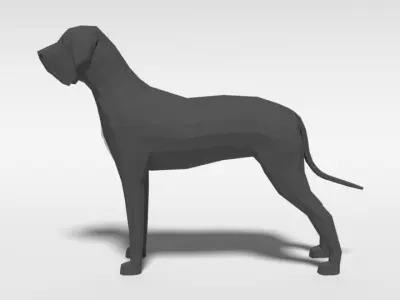 Low Poly Cartoon Great Dane Dog Low-poly 3D model