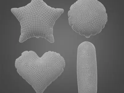 Colorful foil balloons 3D model