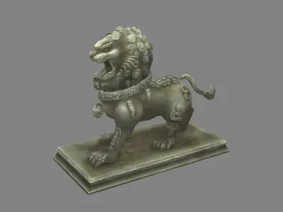 Stone lion sculpture - Lion dance Low-poly 3D model