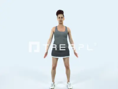 Yearn 01A Animated Rigged Sports Woman Low-poly 3D model