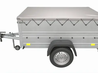Single axle car trailer with extra walls cover jockey wheel 3D model