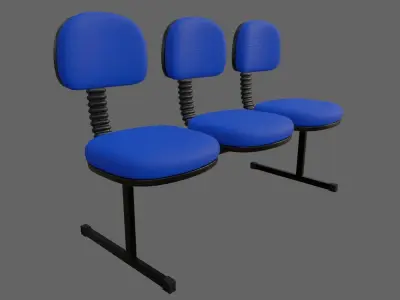 Triple Office Chair  - Waiting Room - Cadeira tripla 3D model