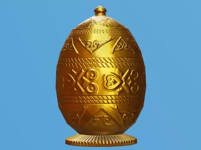 Ornate Gold Urn 2 Low-poly 3D model