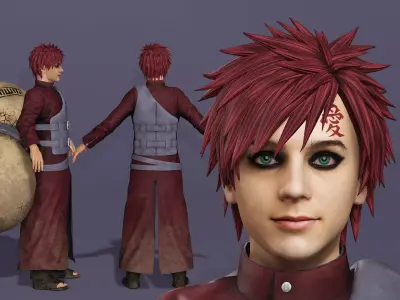 Gaara Realistic Ninja Naruto Next-Gen Quality UE Engine Ready 3D model