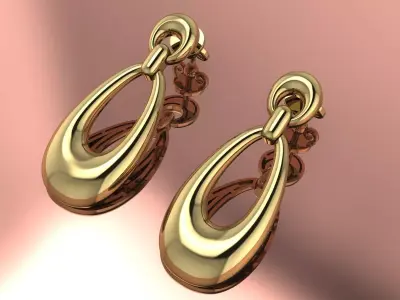 Elegant Earrings Jewelry Gold Brand 3D print model