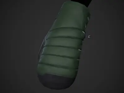 Green And Black Snowboard Gloves  Low-poly 3D model