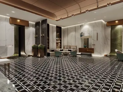 Luxury Hotel Lobby Reception Low-poly 3D model