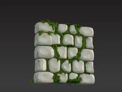 Collapsed Brick Barrier  Damaged Wall with Exposed Rebar Low-poly 3D model purchase