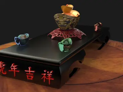 chinese gold ingot  3D model 14