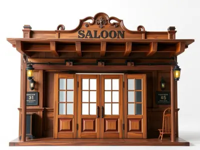Western Saloon Facade Model Pack  D Architectural Design Low-poly 3D model