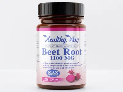 Supplement Bottle with Label Packaging 3D Modelling 3D model