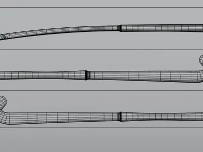 Field Hockey Stick and Ball 3D model
