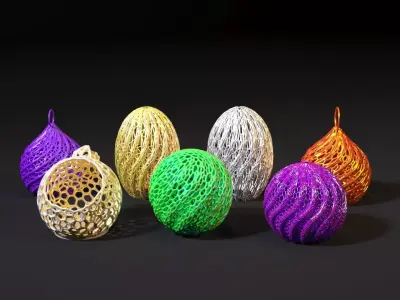 Christmas decoration set of 7 balls 3D print model