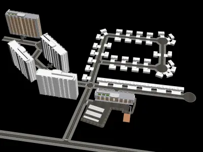 Condominium residential area near sea 3D model