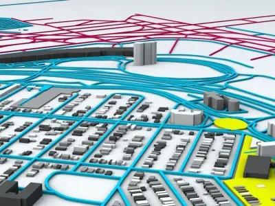 New York LaGuardia LGA Airport Roads and Buildings 3D model