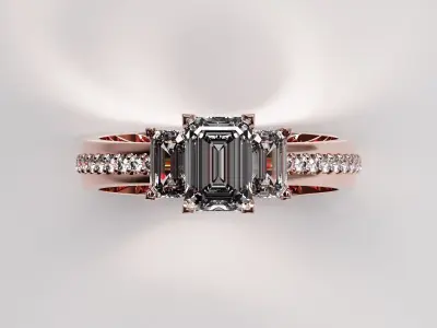 Triple Diamond Luxury Ring 3D print model
