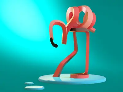 Flamingo on the water 3D model
