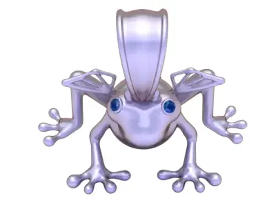 Luxury Realistic Frog Pendant with Gemstone Clusters 3D print model