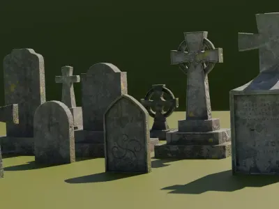 Gravestone Pack Free 3D model
