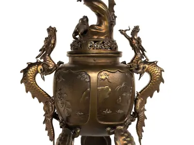 Dragon Incense Burner Low-poly 3D model