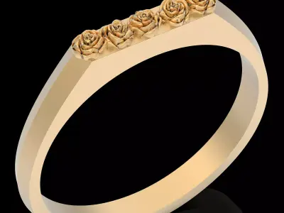 Lux rose ring silver gold jewelry printable 3D model 3D print model