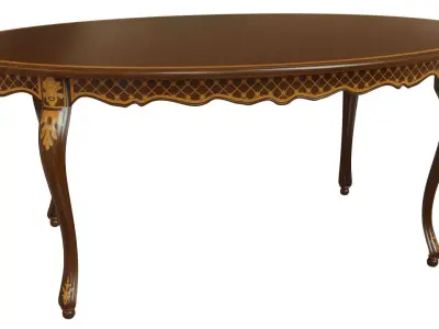 Classic table with inlaid veneer 1800 3D model