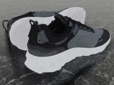 Nike 3D Shoes - White-Black - N354 Series Low-poly 3D model