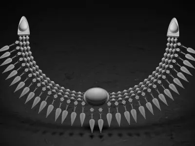 Ancient Necklace and Brooch Low-poly 3D model