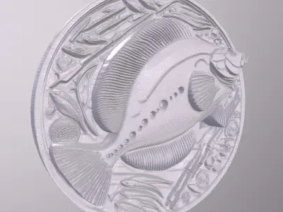Flounder Fish 3 basrelief for 3D printing 3D print model