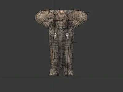Elephant with tusks Low-poly 3D model shop