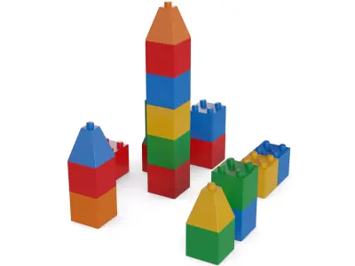 Cars and action games Building Blocks Set Low-poly 3D model buy