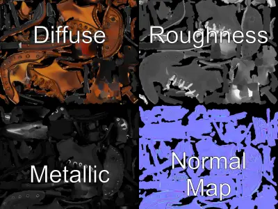 Steampunk Leather Boot Model Pack Low-poly 3D model