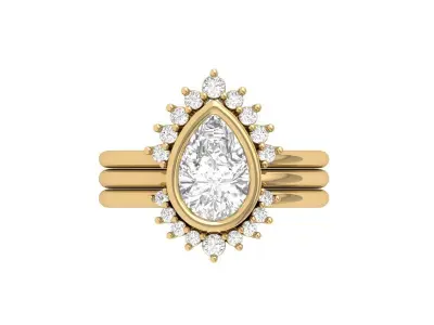 Pear SolitaireArt Deco Ring 3D print model