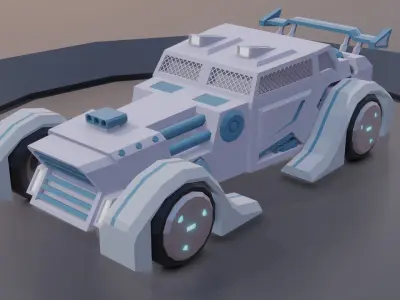 customizable sci fi car  Low-poly 3D model