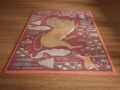 Vintage Red Lion Rug Carpet Low-poly 3D model