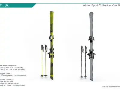 Winter Sport Equipment Ski and Snow 3D model
