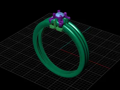 STL 3DM Print Ready Women Diamond Ring Lightweight Printable  3D print model 100
