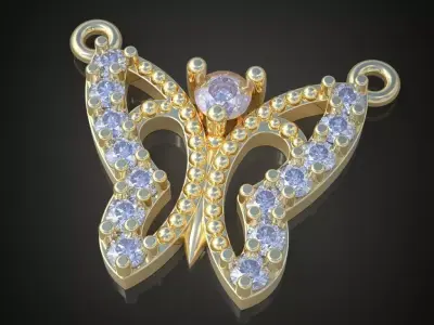 Butterfly Pendant  3D 0052 printable model 3D print model