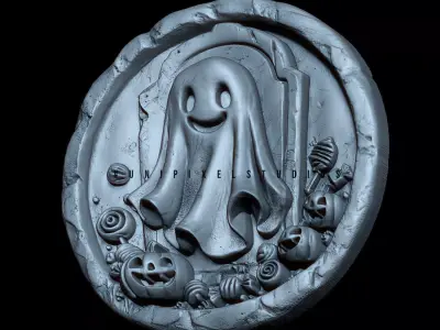 Cute Ghost Halloween STL set of 5 3D print model