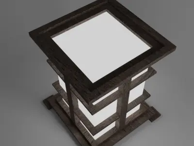 Wooden desk lamp Low-poly 3D model