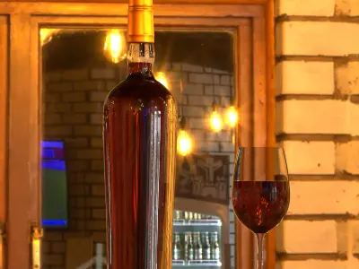Red Wine Bottles with Glass  Blender 3D Model Free 3D model