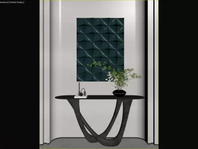 Scandinavian Living Room with Dresser and Paper Lanterns 3D model