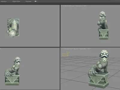 cartoon stone lion sculpture -  young lion Low-poly 3D model