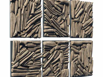 Rectangle  panel branch splinter Big n3 3D model