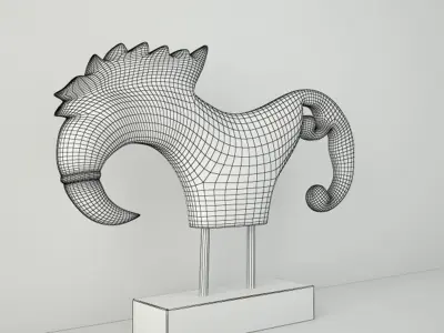 Wood sculpture Jaran Kepang Horse 3D model